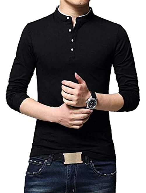 Decrum Henley Shirts for Men - Short/Long Sleeves Slim Fit Soft Casual Polo Tees