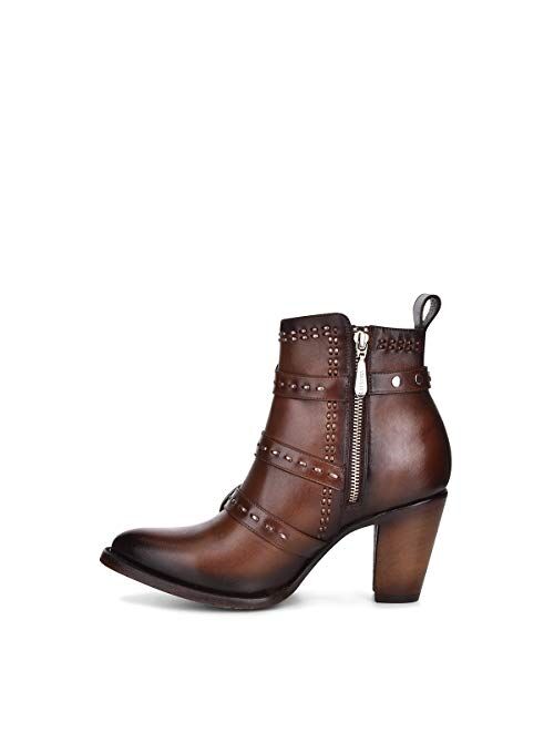 CUADRA Women's Bootie in Bovine Leather with Buckles and Zipper