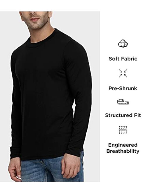 Decrum Mens Long Sleeve Shirts - Soft Casual Round Neck Full Sleeves Ringer Tees