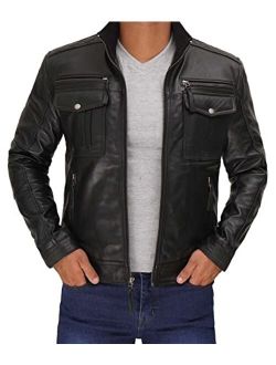 Leather Jacket Men - Real Lambskin Distressed Motorcycle Jackets for Mens