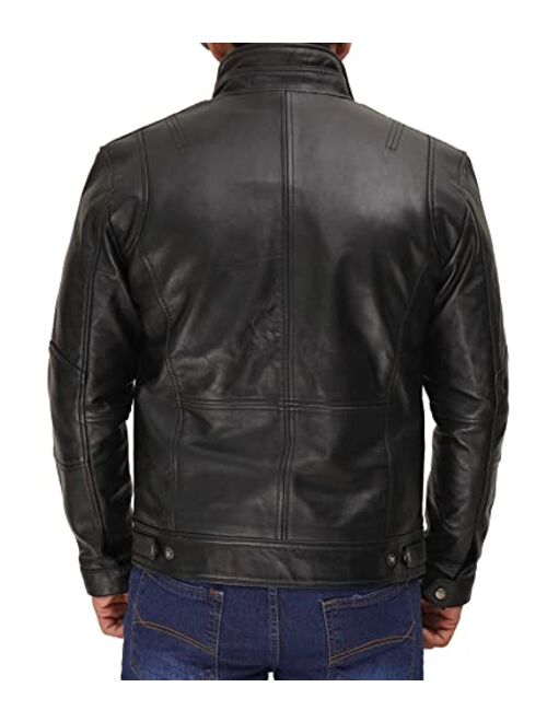 Buy Decrum Leather Jacket Men - Real Lambskin Distressed Motorcycle ...