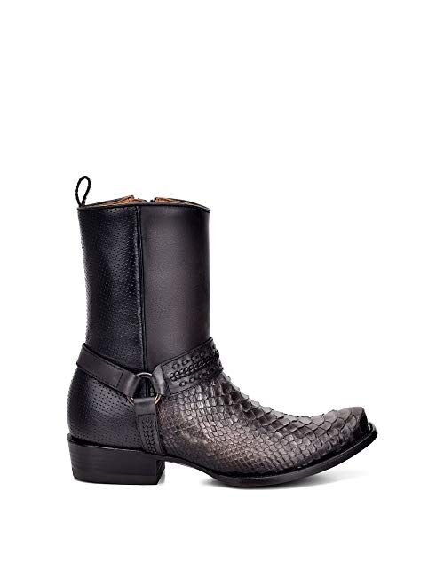 CUADRA Men's Boot in Genuine Python Leather and Bovine Leather with Zipper