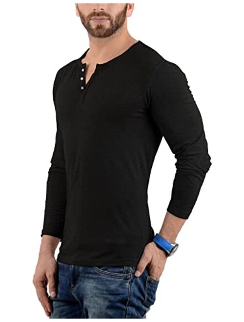 Decrum Henley Long Sleeve Shirts for Men - Casual Slim Fit Full Sleeves T-Shirts