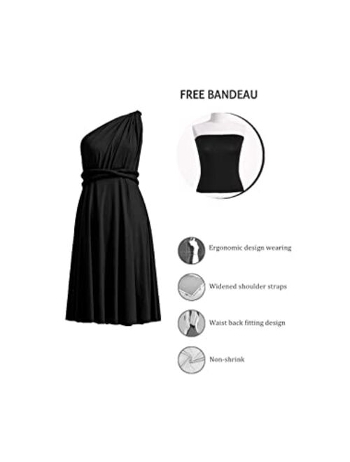 72STYLES Women's Convertible Dress Short Infinity Dress Transformer Multiway Wrap Dress for Bridesmaid