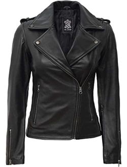 Biker Leather Jacket Women - Ladies Sexy Racer Motorcycle Jackets