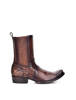 Men's Boot in Genuine Leather with Zipper Brown
