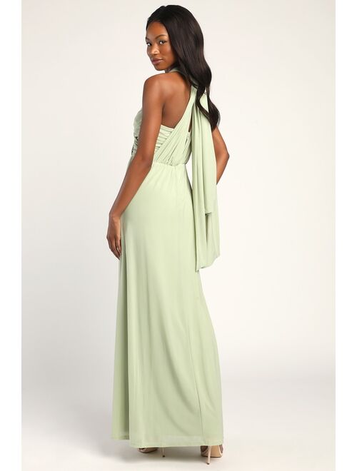 Lulus Start Your Romance Sage Green Strapless Convertible Maxi Dress