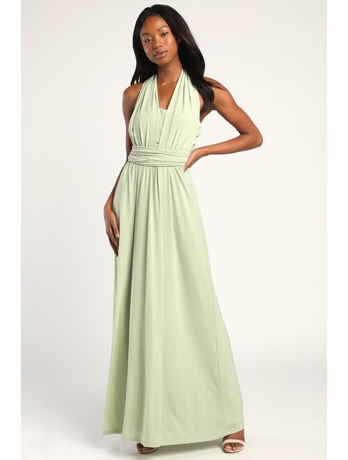 Lulus Start Your Romance Sage Green Strapless Convertible Maxi Dress