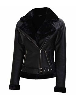 Real Lambskin Womens Leather Jacket - Shearling Leather Jackets for Women