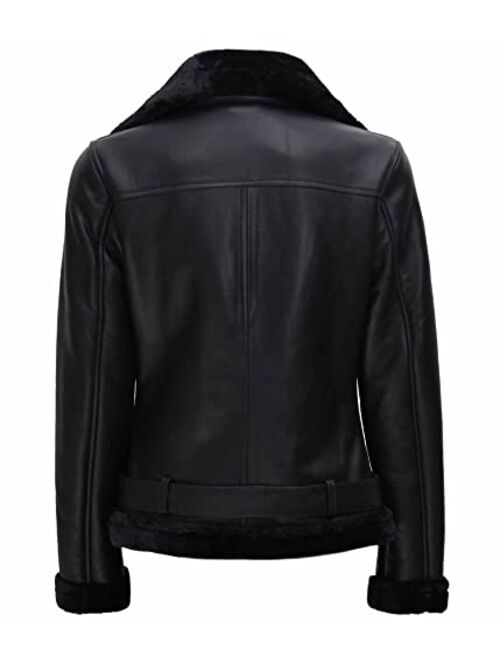 Decrum Real Lambskin Womens Leather Jacket - Shearling Leather Jackets for Women