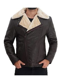 Shearling Leather Jacket Men - Real Lambskin Leather Sherpa Jackets For Men