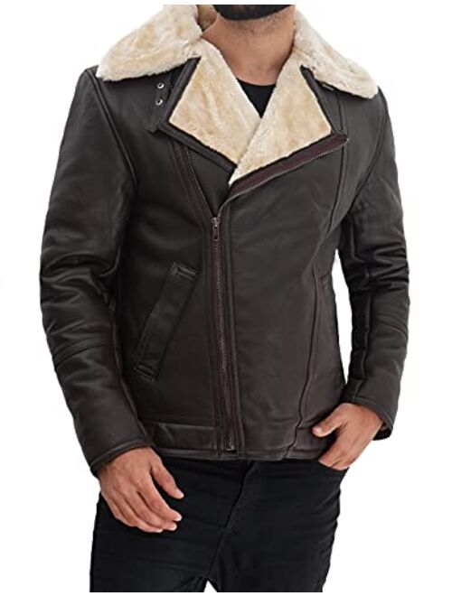 Decrum Shearling Leather Jacket Men - Real Lambskin Leather Sherpa Jackets For Men