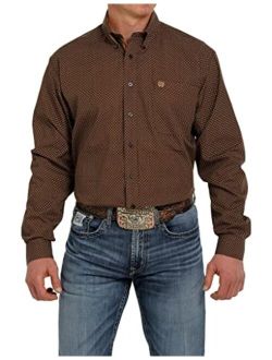 Men's Geo Print Long Sleeve Button-Down Western Shirt