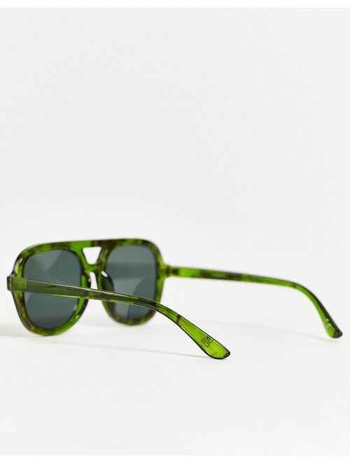 ASOS DESIGN recycled navigator sunglasses with smoke lens in dark green