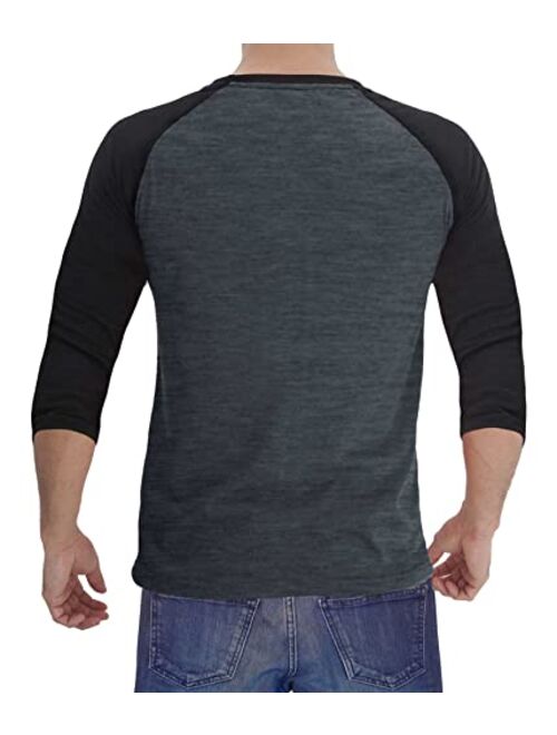 Decrum Raglan Shirt Men Soft Sports Jersey - 3 Quarter/Long Sleeves Baseball Tee Shirts