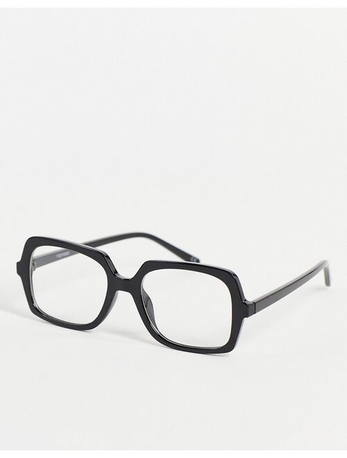 ASOS DESIGN recycled square fashion glasses in black with clear lens