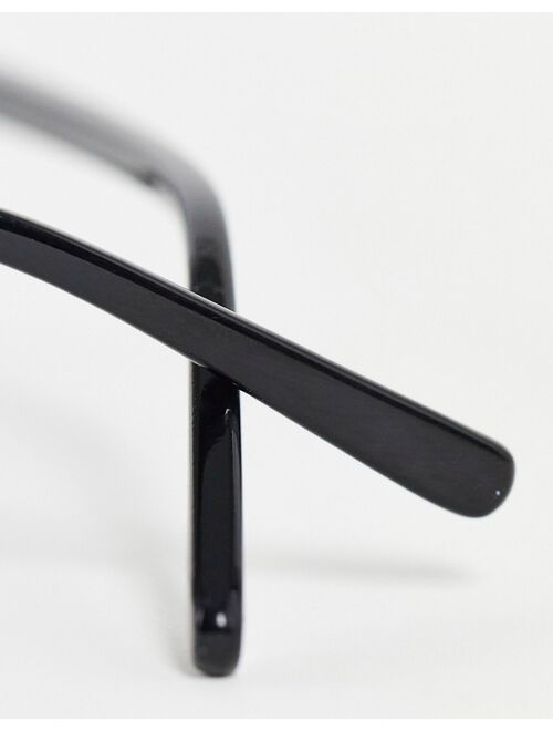 ASOS DESIGN recycled square fashion glasses in black with clear lens