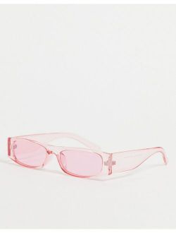 90's recycled mini rectangle sunglasses in pink