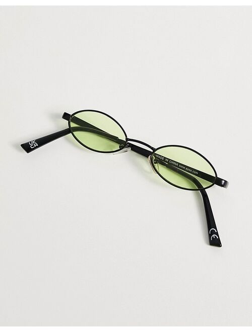 ASOS DESIGN 90s mini oval glasses in black with citrus lens
