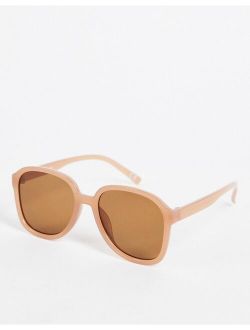recycled oversized square sunglasses with brown lens in taupe