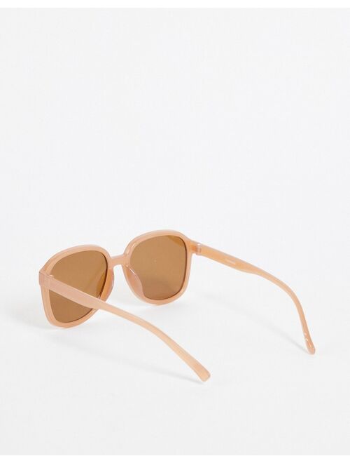 ASOS DESIGN recycled oversized square sunglasses with brown lens in taupe