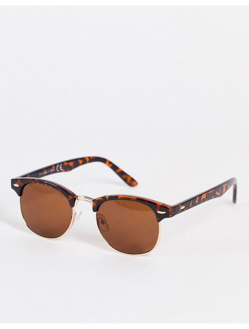 Topman classic square sunglasses in brown