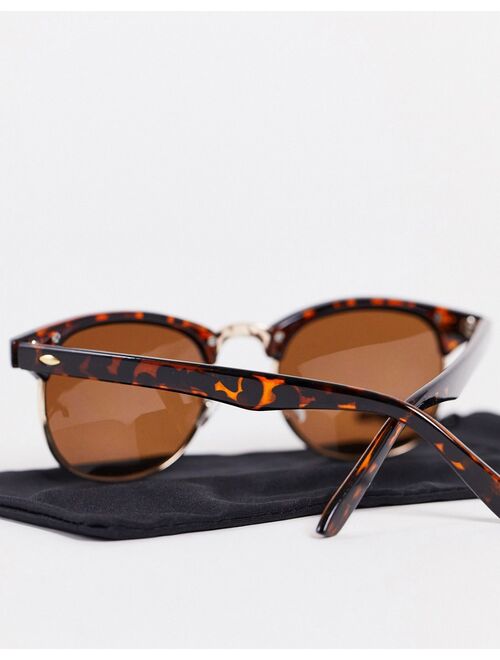 Topman classic square sunglasses in brown