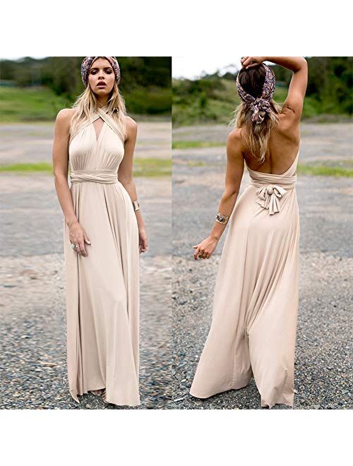 Olemek Women Transformer Evening Long Prom Dress Convertible Multi-Way Twist Wrap Bridesmaid Maxi Party Infinity Dress with Bandeau