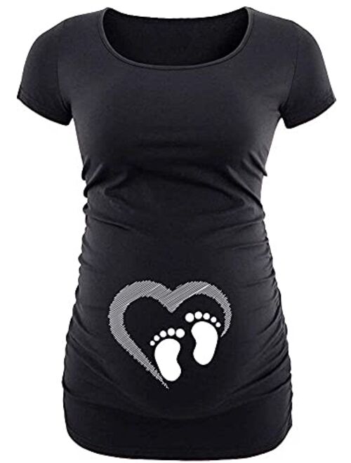 Decrum Maternity Tshirts for Women - Funny Graphic Pregnancy Announcement Shirts
