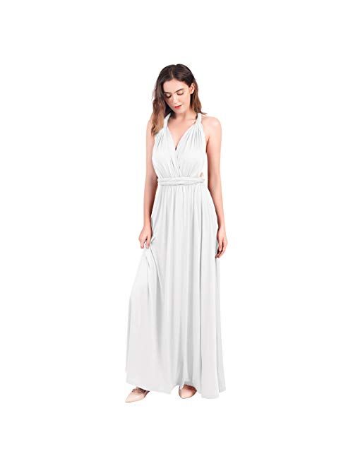 Imekis Womens Bridesmaid Dress Transformer Convertible Multi Ways Wrap Wedding Cocktail Long Evening Dress Formal Ball Gown