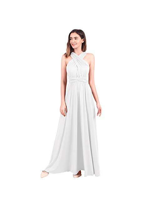 Imekis Womens Bridesmaid Dress Transformer Convertible Multi Ways Wrap Wedding Cocktail Long Evening Dress Formal Ball Gown