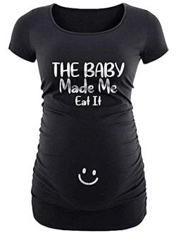 Maternity T Shirts For Women - Cute Funny Graphic Pregnancy Gifts For First Time Moms Ruched Sides Tops