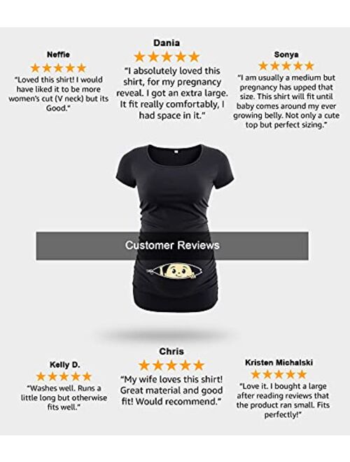 Decrum Maternity T Shirts For Women - Cute Funny Graphic Pregnancy Gifts For First Time Moms Ruched Sides Tops