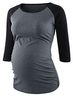 Maternity Shirts for Women - Short/Long Sleeves Pregnancy Outfits Ruched Sides Pregnant Tops & Tees for Womans