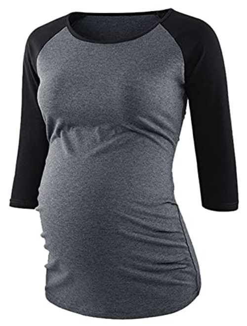 Decrum Maternity Shirts for Women - Short/Long Sleeves Pregnancy Outfits Ruched Sides Pregnant Tops & Tees for Womans