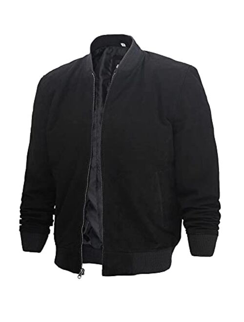 Buy Decrum Mens Suede Jacket - Real Leather B2 Bomber Flight Jackets ...