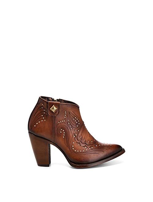 CUADRA Women's Bootie in Bovine Leather with Embroidery and Zipper