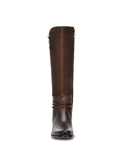 Cuadra Women's Tall Boot in Genuine Leather with Zipper Brown