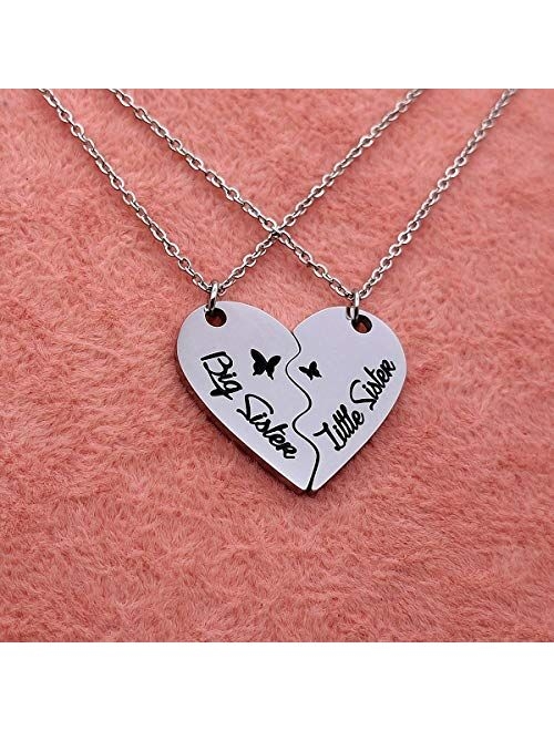 HOFOYA Sisters Necklace Set for 2 3 4,Big Sis mid Sis Lil Sis Gifts Mom Charms & Pendants Necklace Jewelry Gift For Big Middle Little Sisters Friendship Gifts,Best Friend
