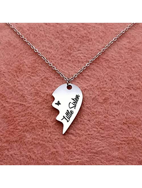 HOFOYA Sisters Necklace Set for 2 3 4,Big Sis mid Sis Lil Sis Gifts Mom Charms & Pendants Necklace Jewelry Gift For Big Middle Little Sisters Friendship Gifts,Best Friend