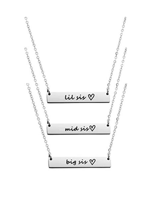 Ankiyabe Big Sister Middle Sister Little Sister Pendant Necklace Set 3 Sisters Necklace 3 Best Friends Necklace BFF Bestie Gifts