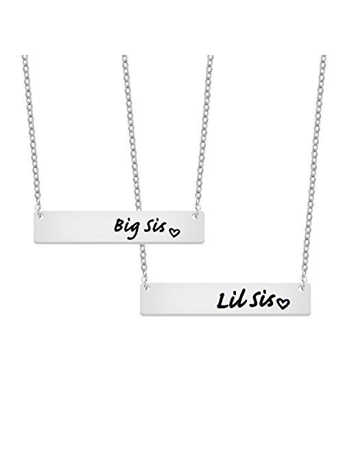 MAOFAED Big Middle Little Sister Necklaces Bar Necklace Gift for Sister Family Love Necklace