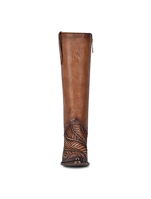 CUADRA Women's Tall Boot in Bovine Leather with Embroidery Brown