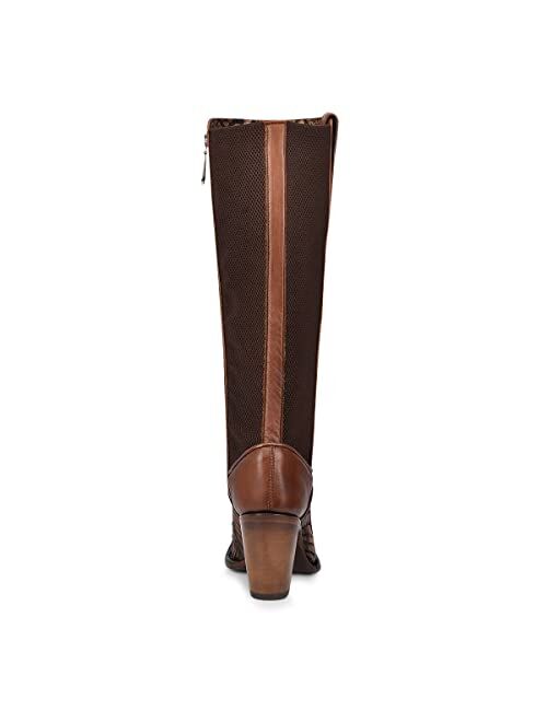 CUADRA Women's Tall Boot in Bovine Leather with Embroidery Brown