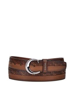 men's urban belt in bovine leather with laser details oxford