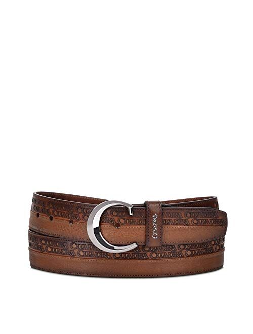 CUADRA men's urban belt in bovine leather with laser details oxford