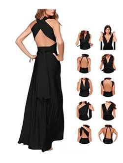 A.dasi Women Convertible Multi Ways Wrap Dresses Sexy Deep V Neck Backless Maxi Club Party Long Evening Dresses