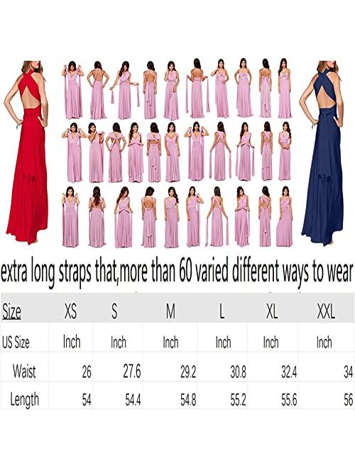 A.dasi Women Convertible Multi Ways Wrap Dresses Sexy Deep V Neck Backless Maxi Club Party Long Evening Dresses