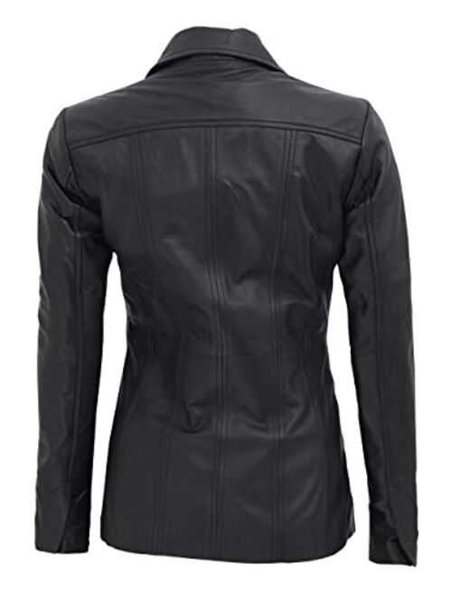 Decrum Leather Coats For Women - Real Lambskin Leather Blazer Jacket For Womens