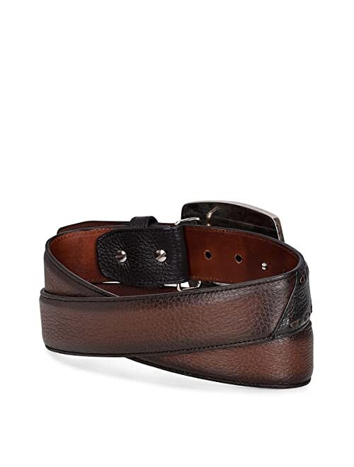 Cuadra Men's Cowboy Belt in Genuine Deer Leather Brown